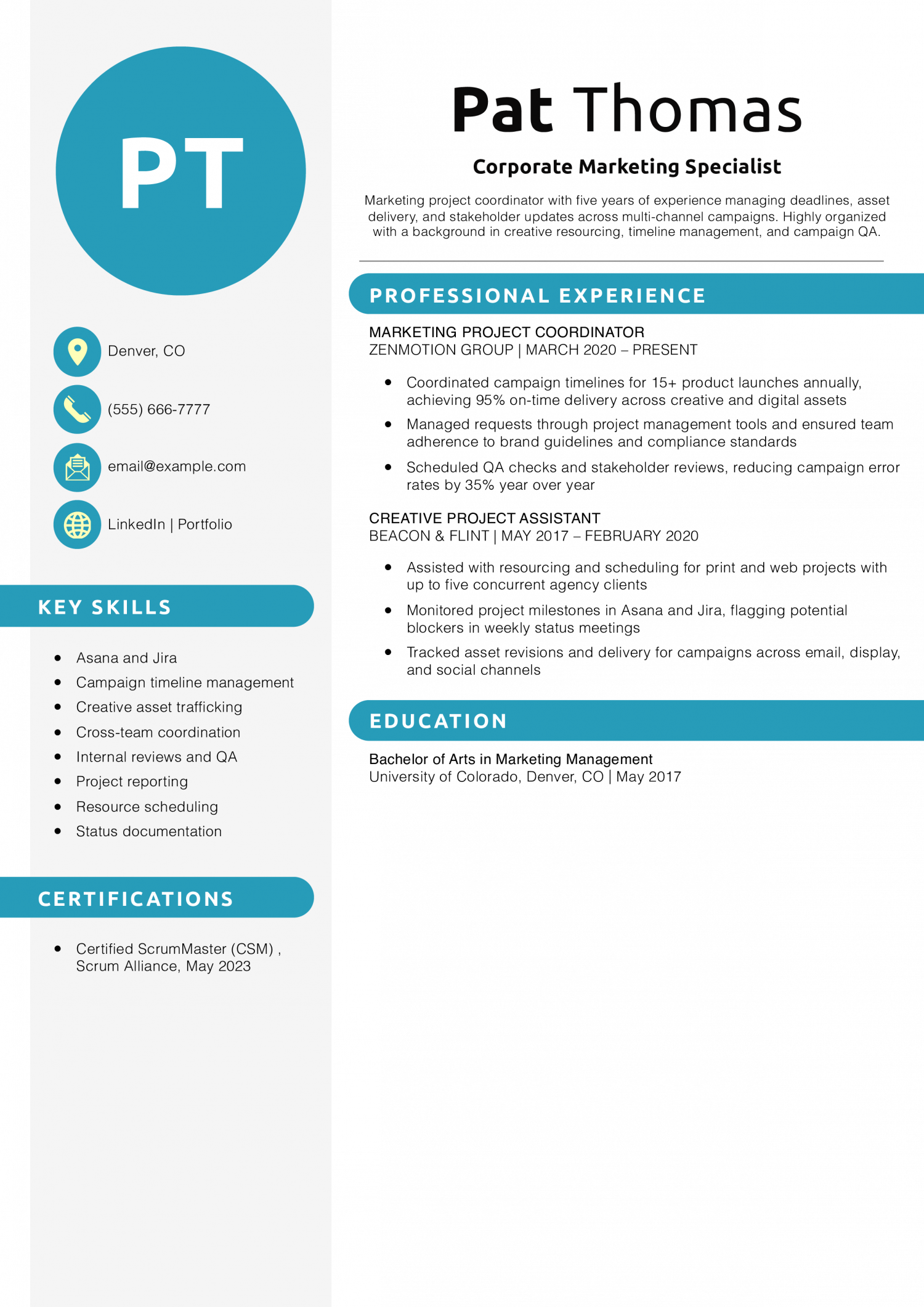 Marketing Project Coordinator Resume  