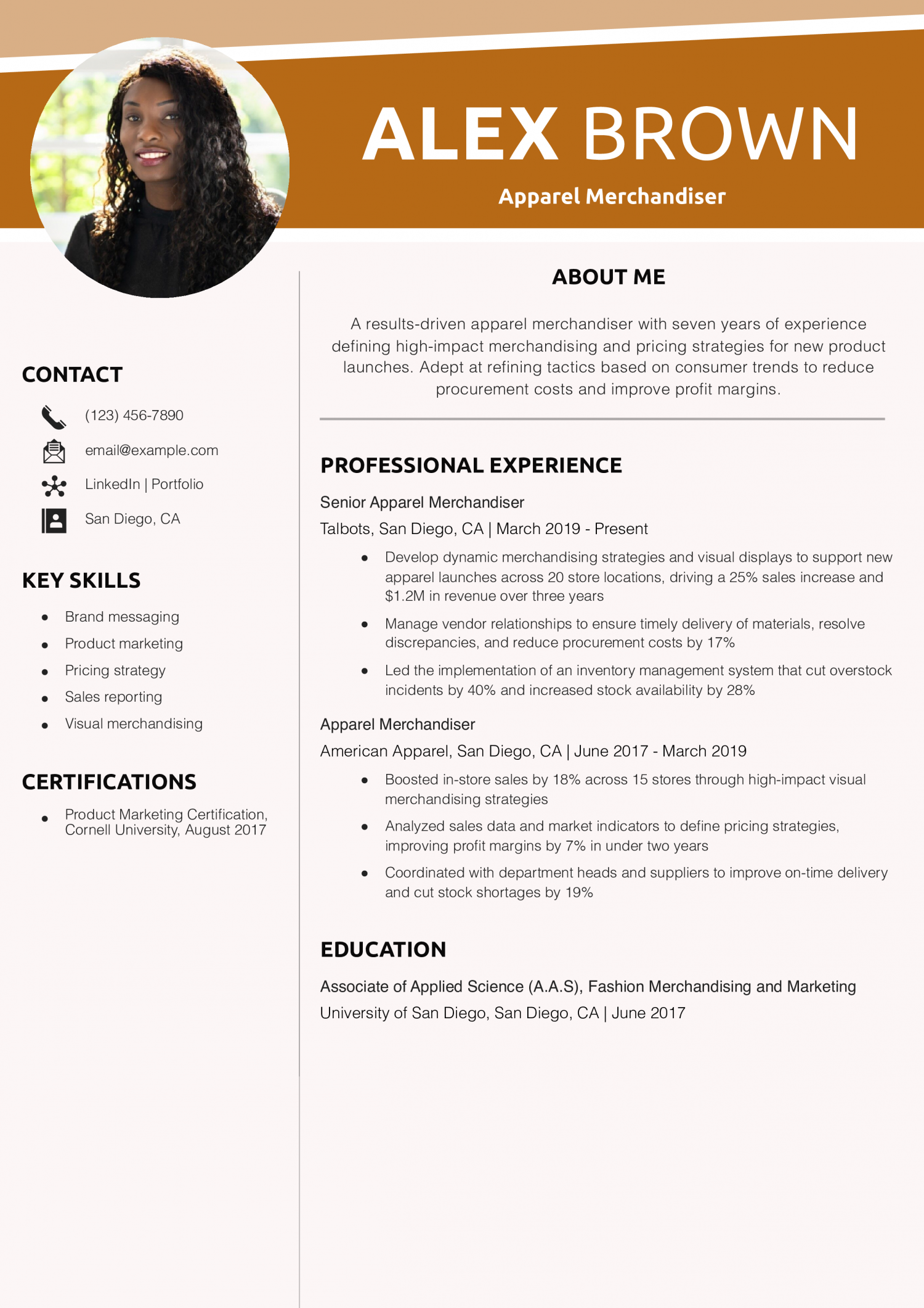Apparel Merchandiser Resume Example