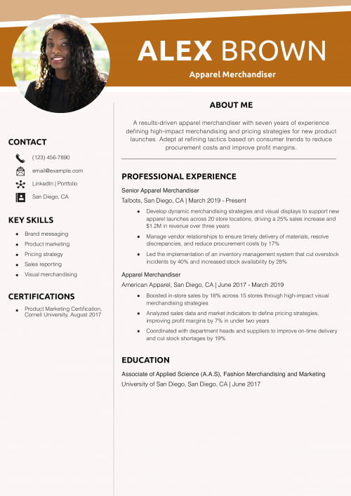 Apparel Merchandiser Resume Example