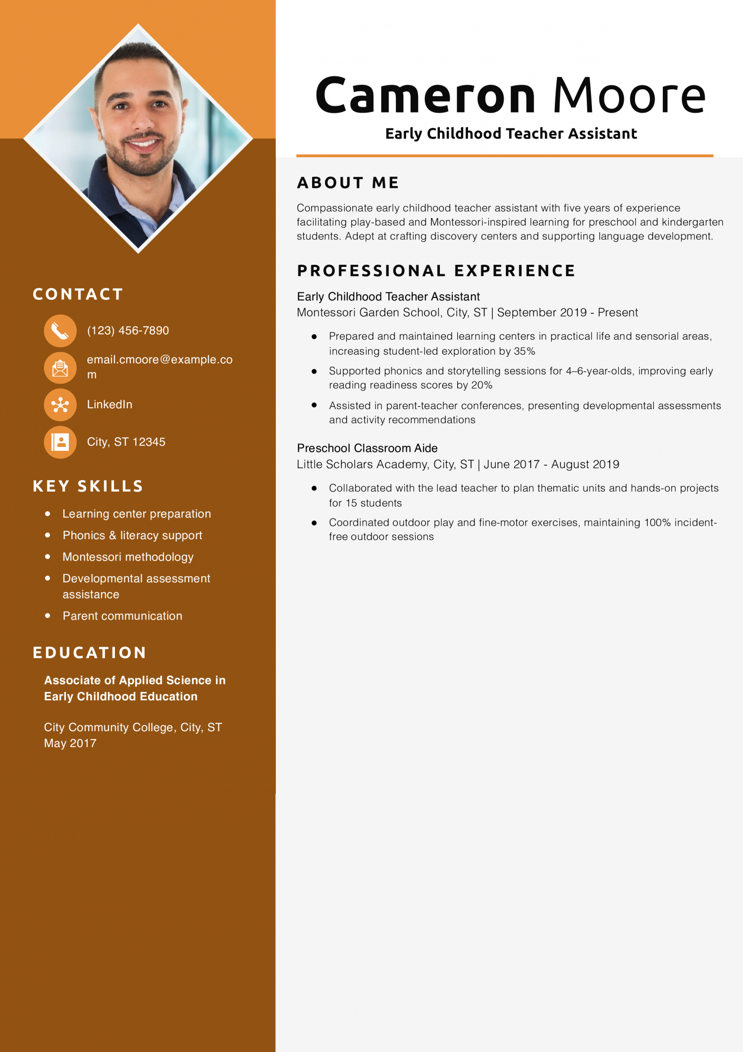 Early Childhood Teacher Assistant Resume Example