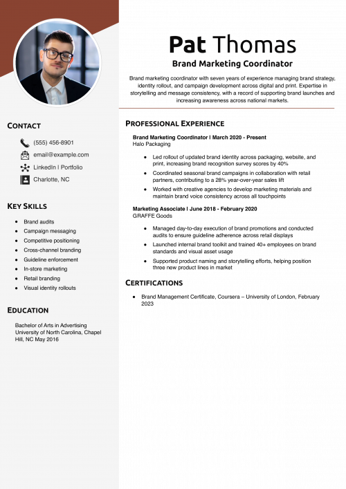 Brand Marketing Coordinator Resume  