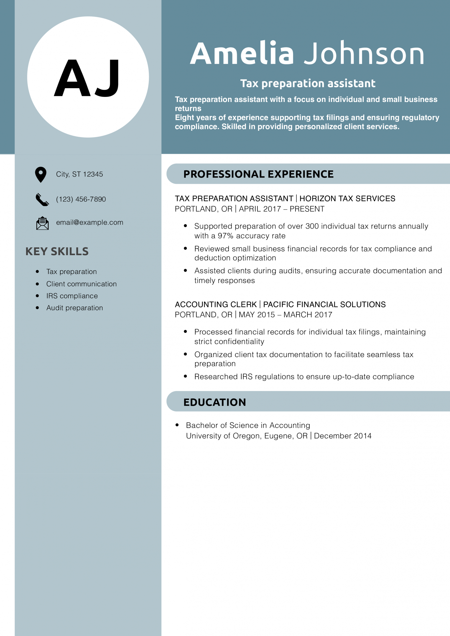 Tax preparation assistant resume example