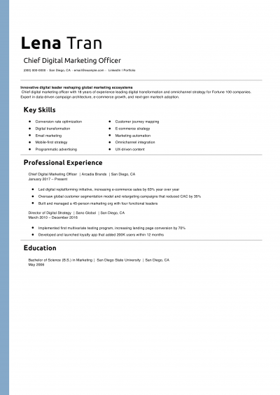 Chief Digital Marketing Officer Resume