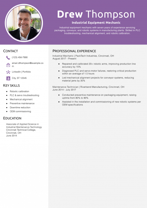Industrial Equipment Mechanic Resume Example 