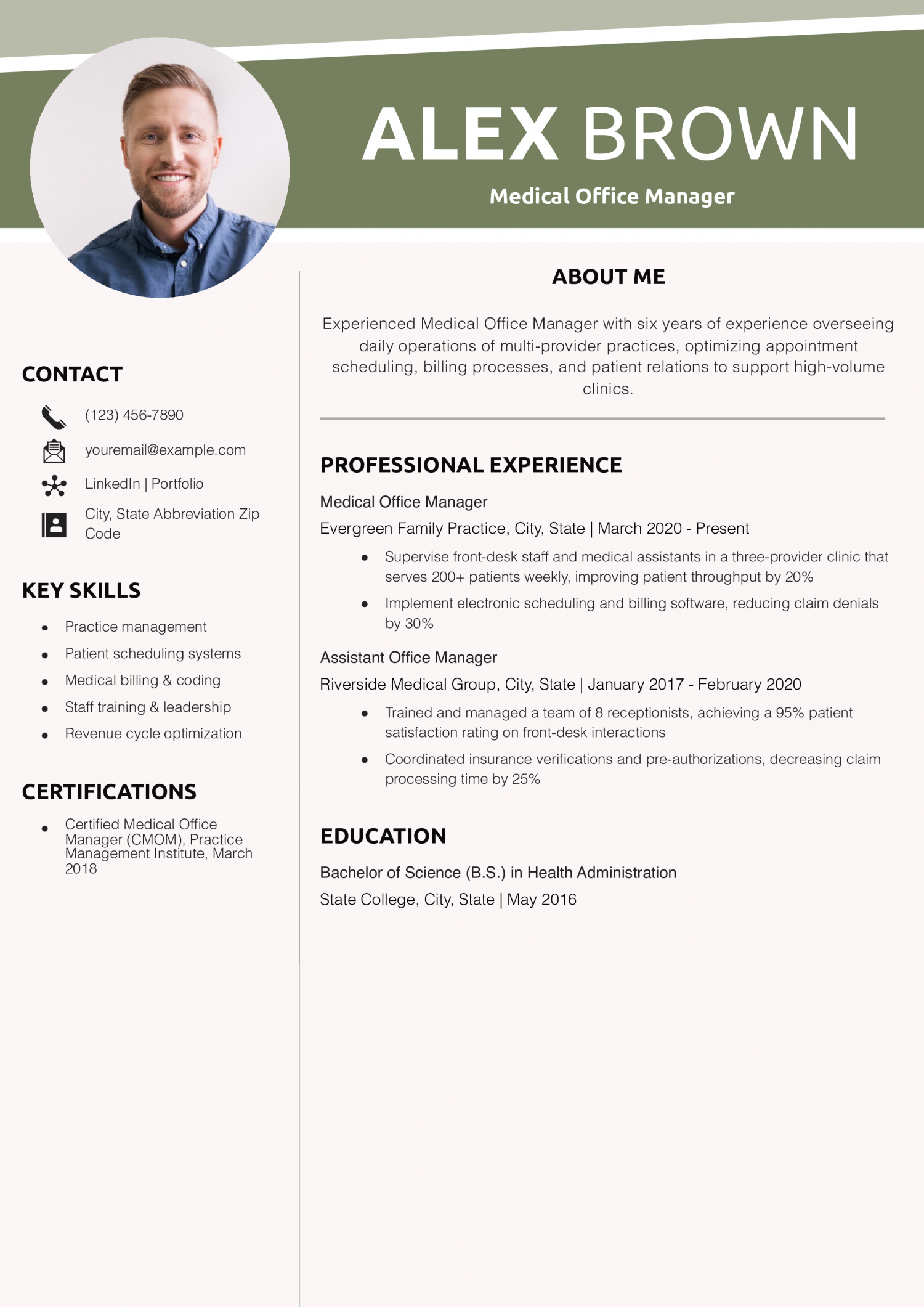 Medical Office Manager Resume Example
