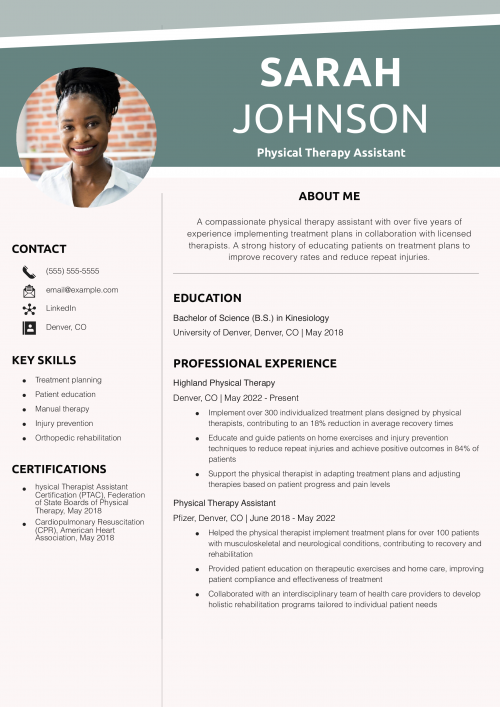 Physical Therapy Assistant Resume