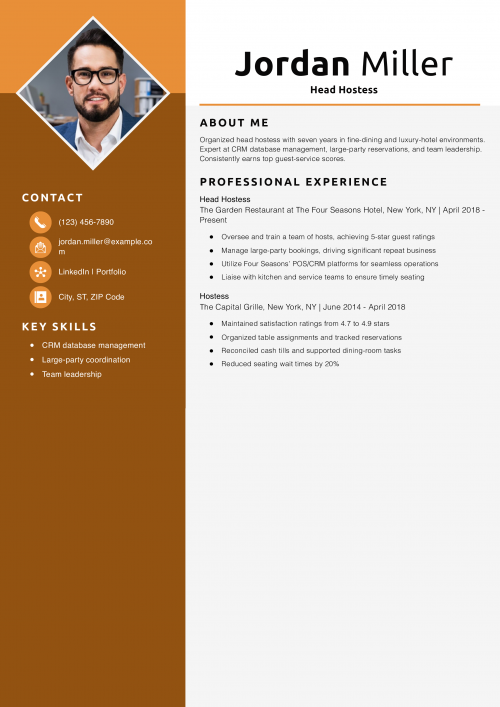 Head Hostess Resume Example