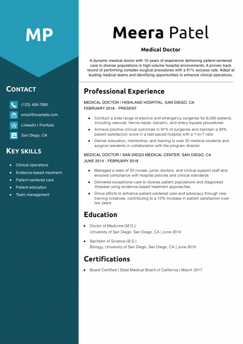 Medical Doctor Resume