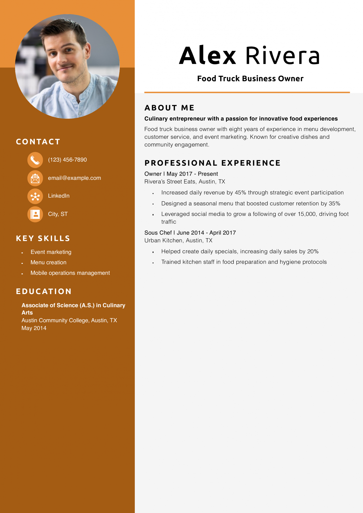 Food Truck Business Owner Resume