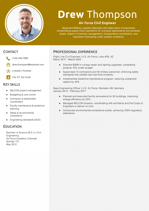 Air Force Civil Engineer Resume Example 