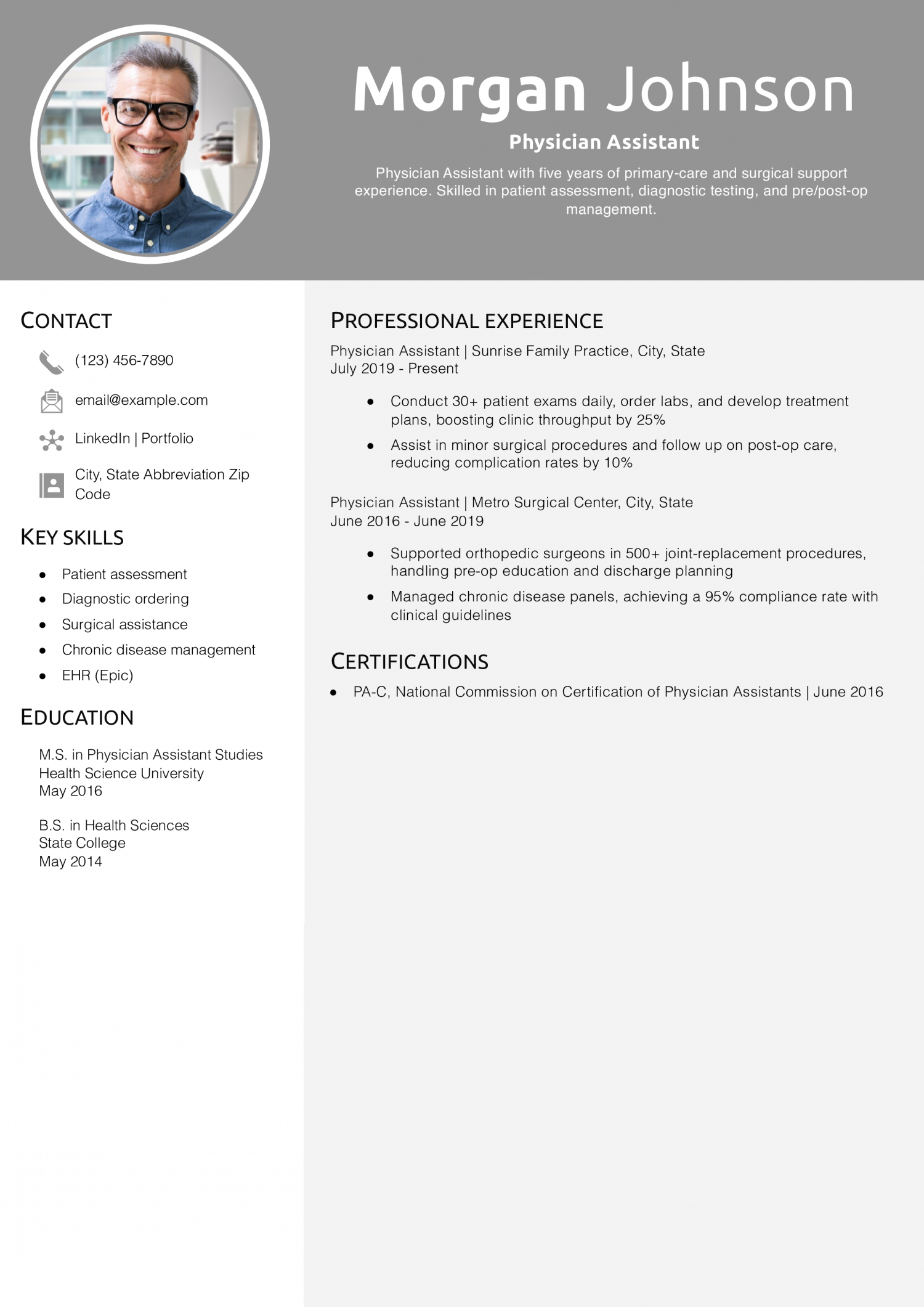 Physician Assistant Resume Example