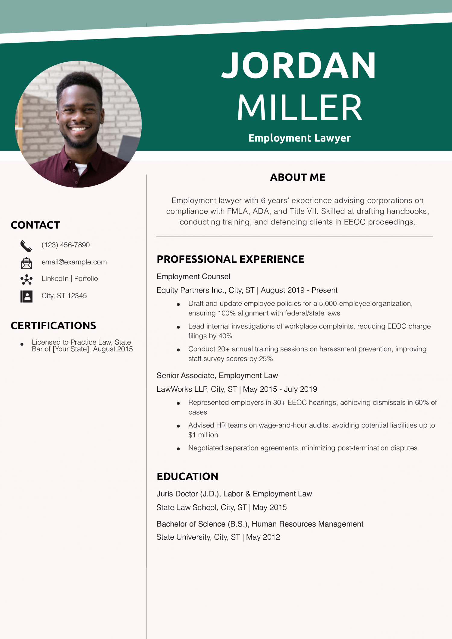 Employment Lawyer Resume Example