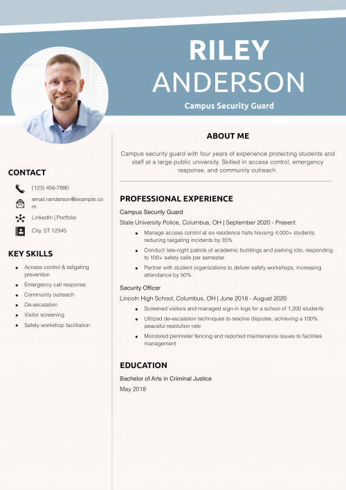 Campus Security Guard Resume Example 