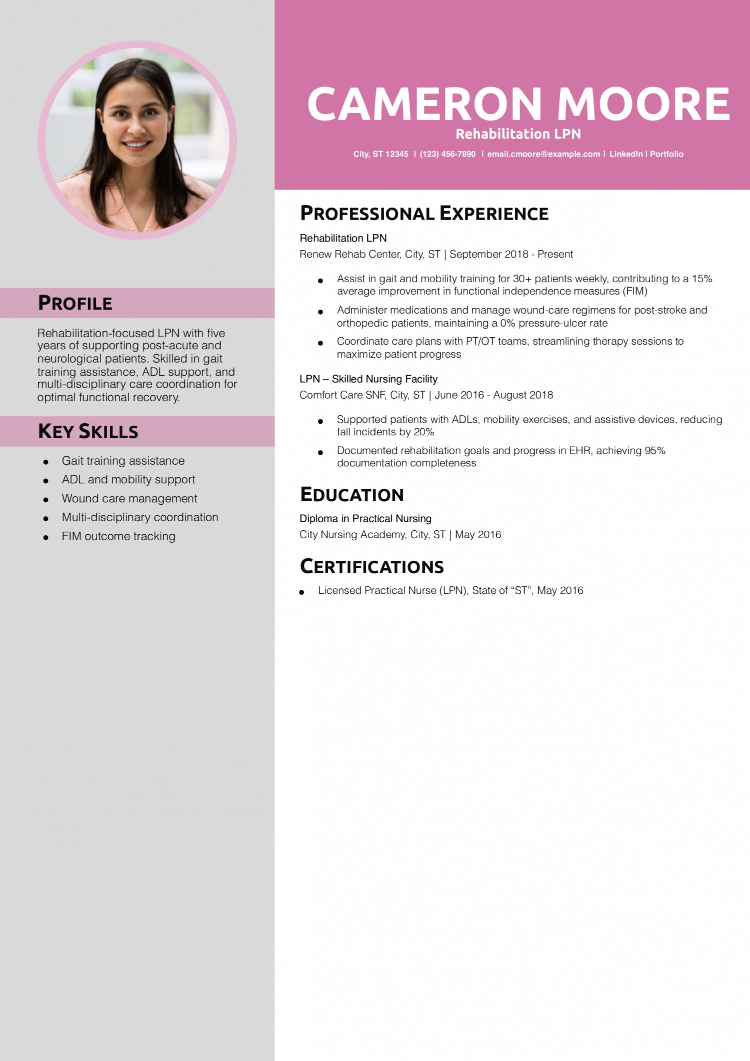 Rehabilitation LPN Resume Example