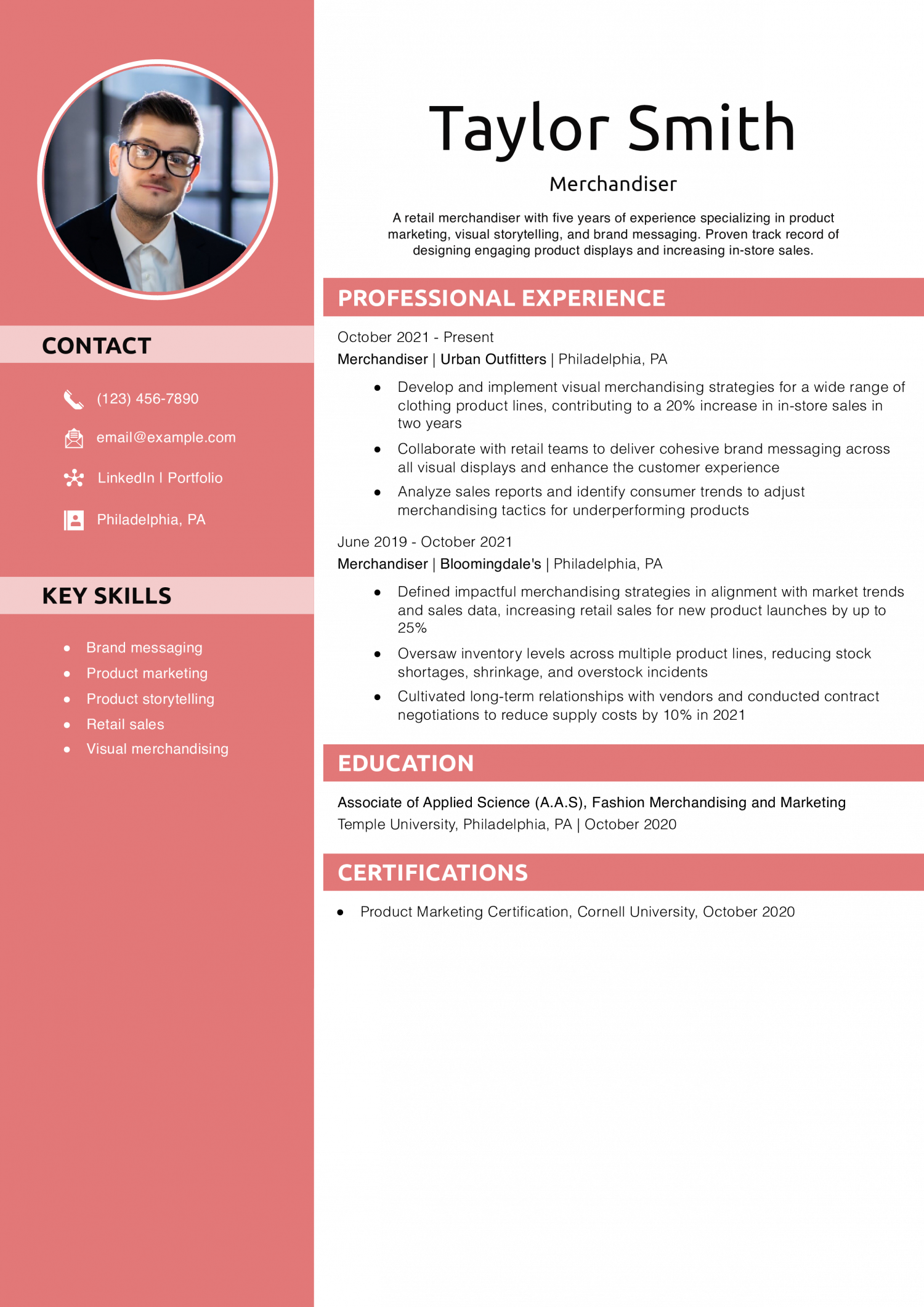 Merchandiser Resume Example