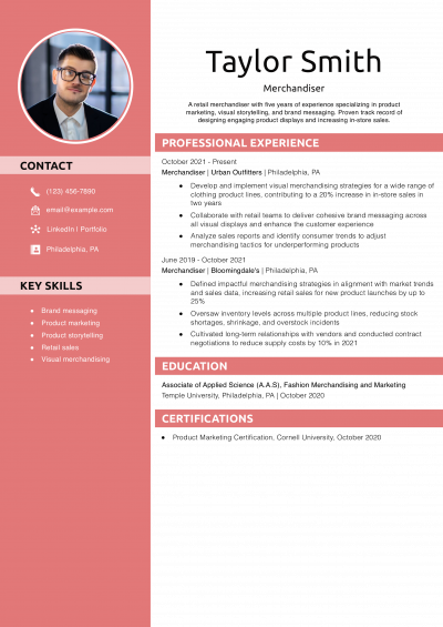 Merchandiser Resume Example