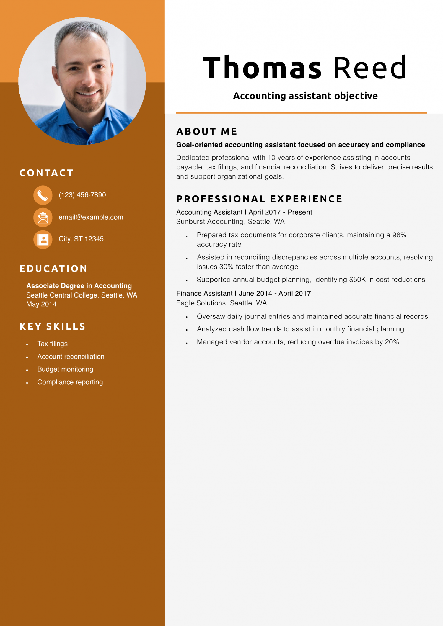 Accounting assistant objective resume example