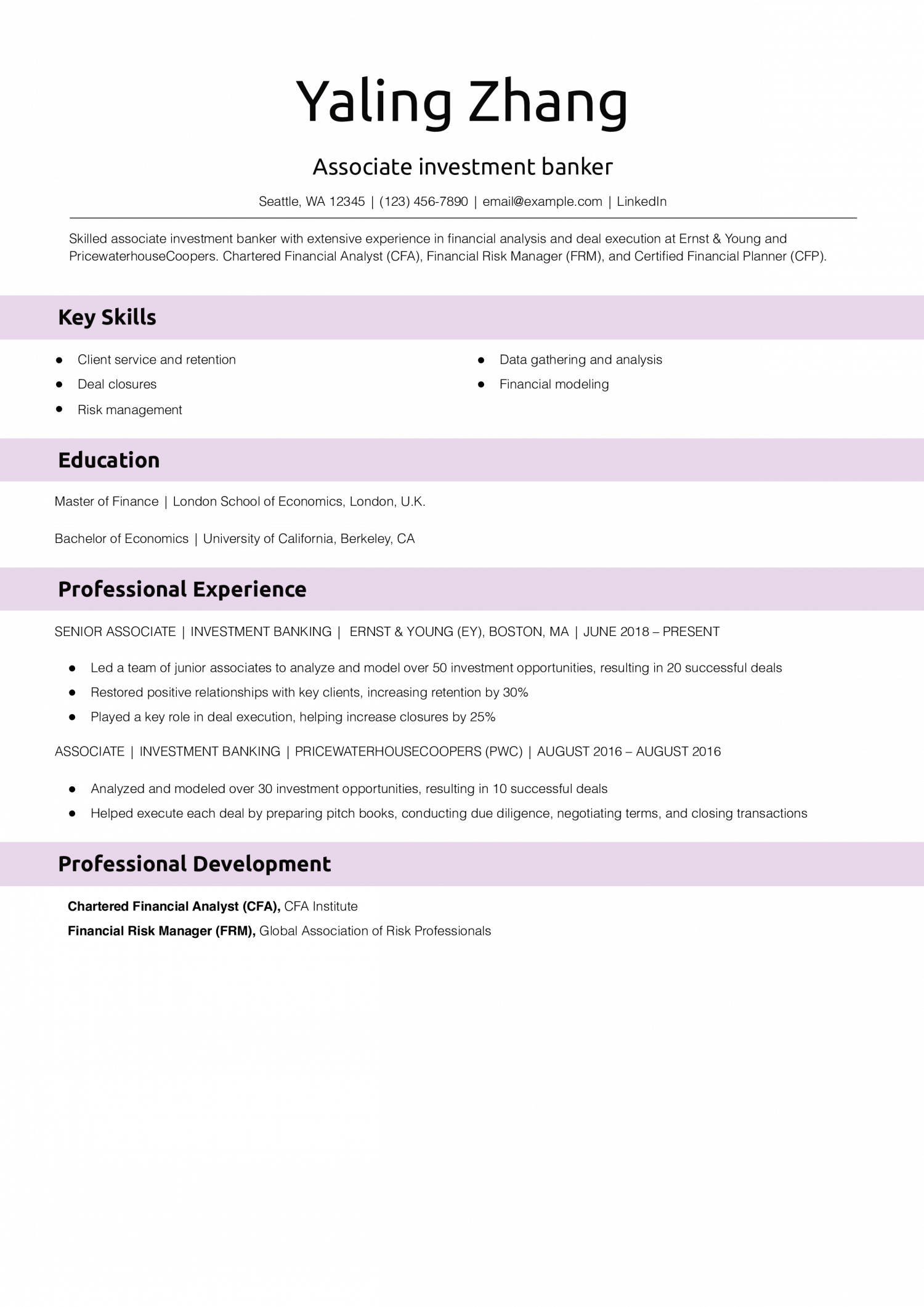Associate investment banker