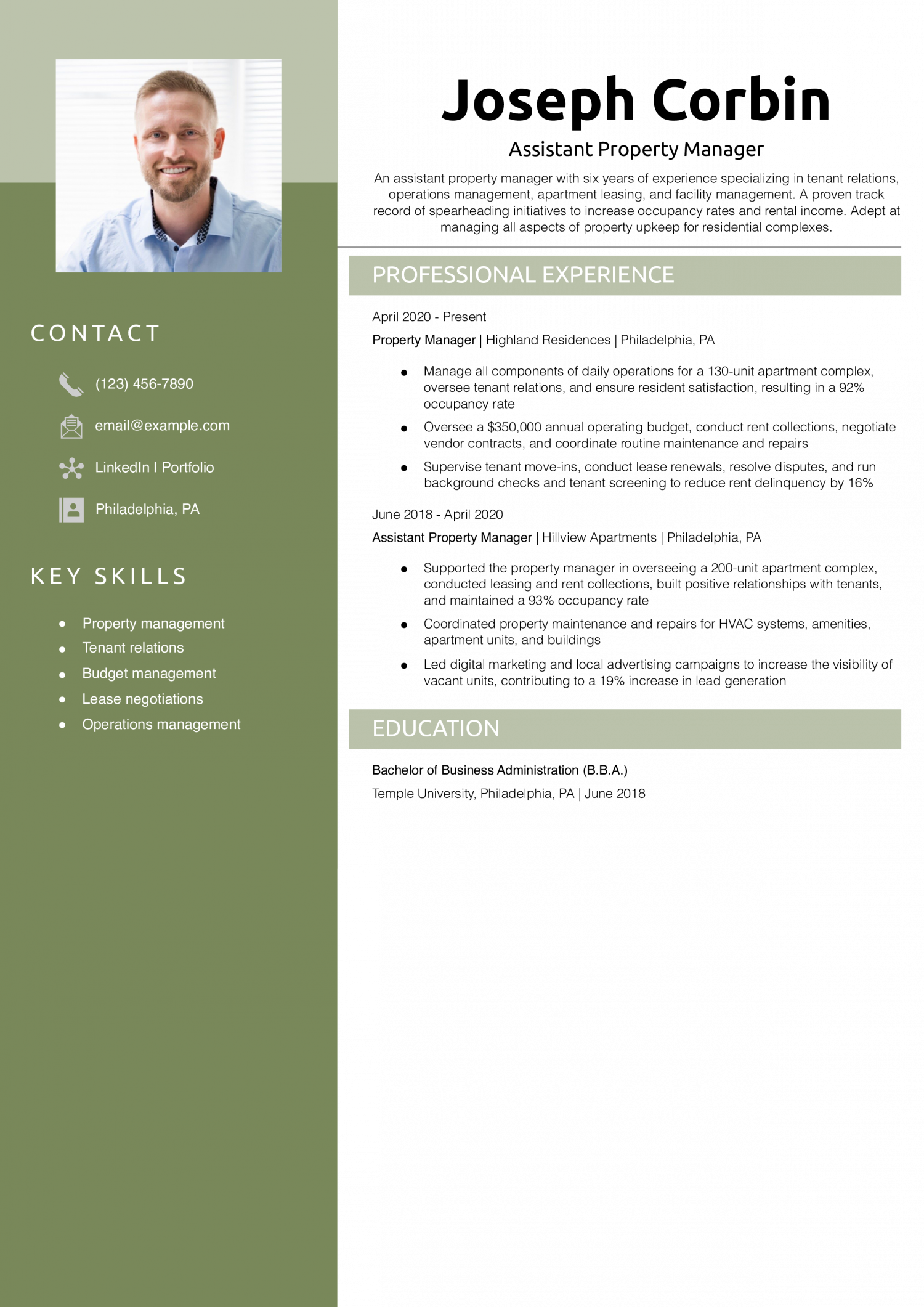Assistant Property Manager Resume