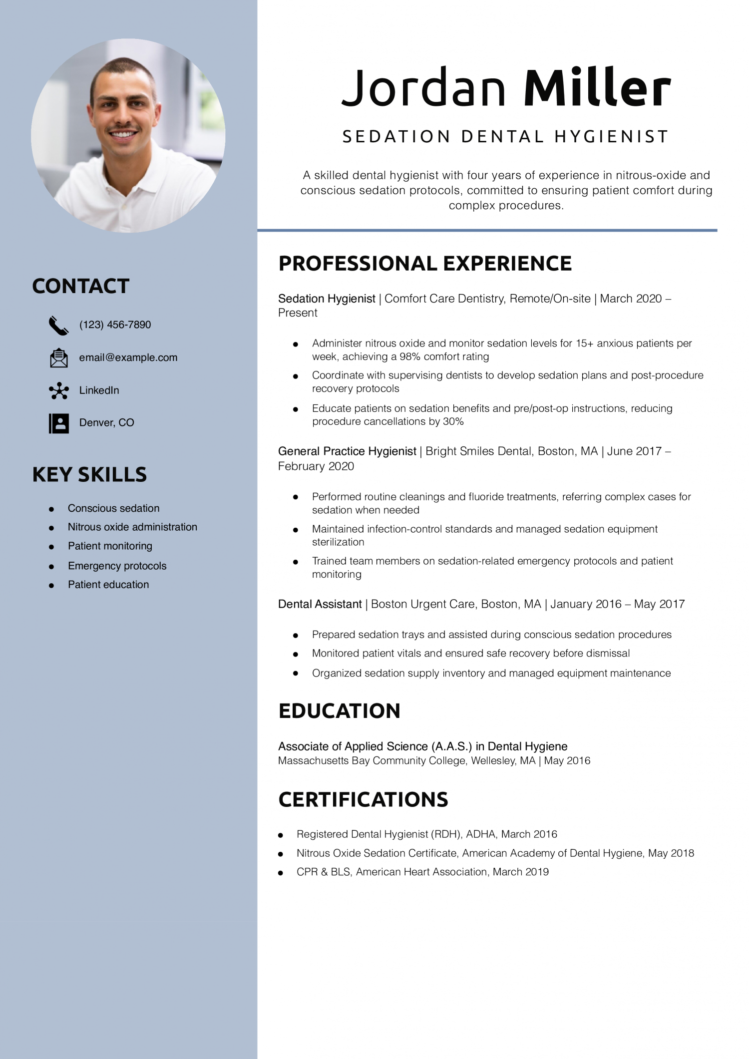 Sedation Dental Hygienist Resume Example