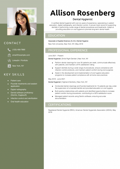 Dental Hygienist Resume