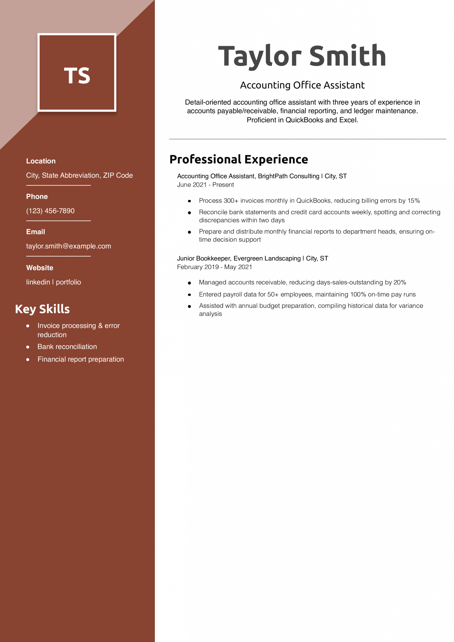 Accounting Office Assistant Resume Example