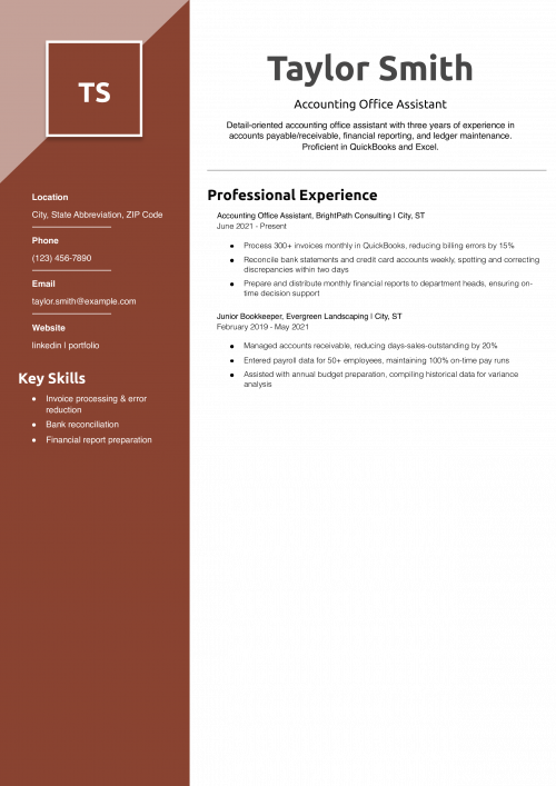 Accounting Office Assistant Resume Example