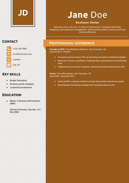 Business Owner Skills for Resume