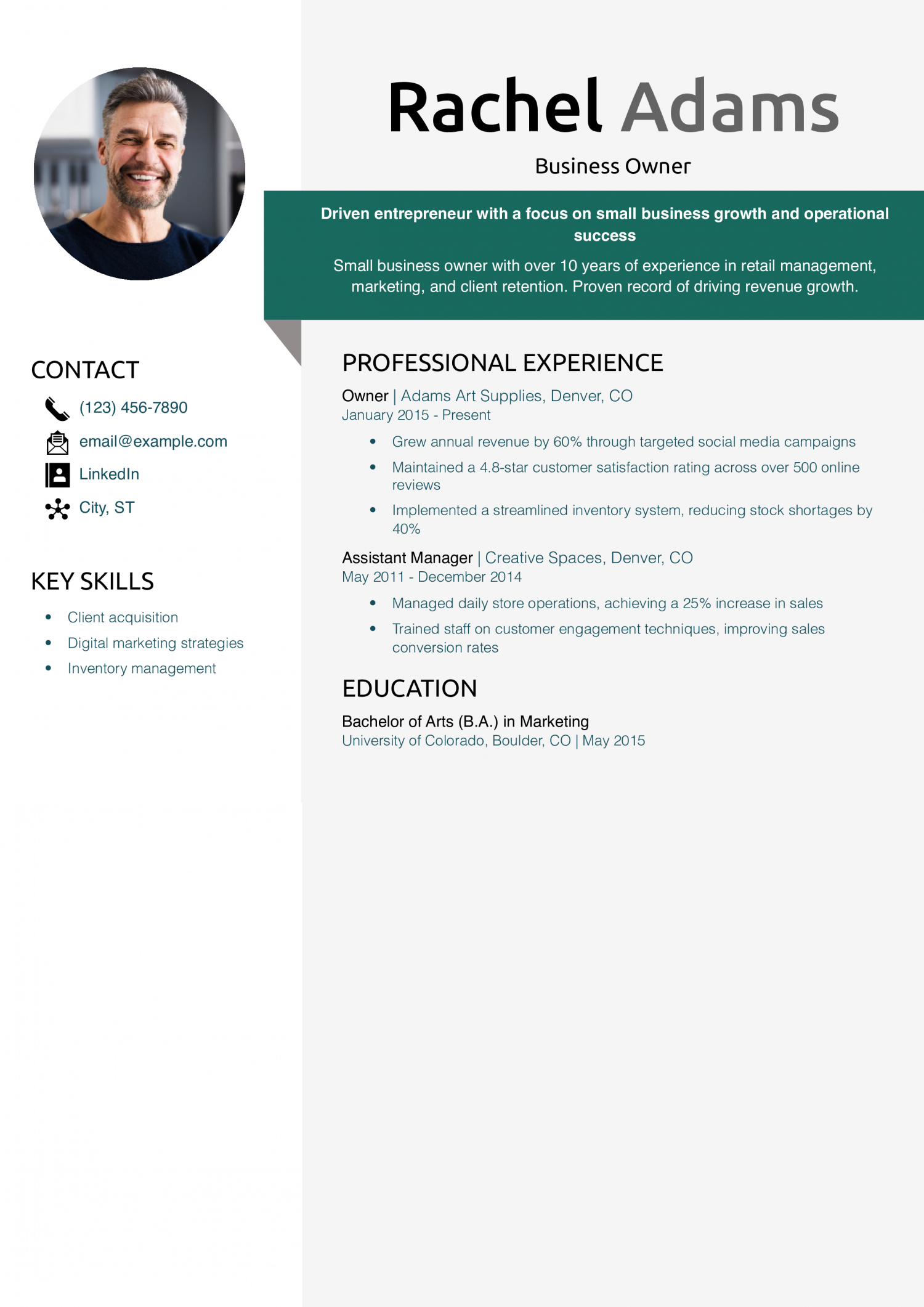 Small Business Owner Resume