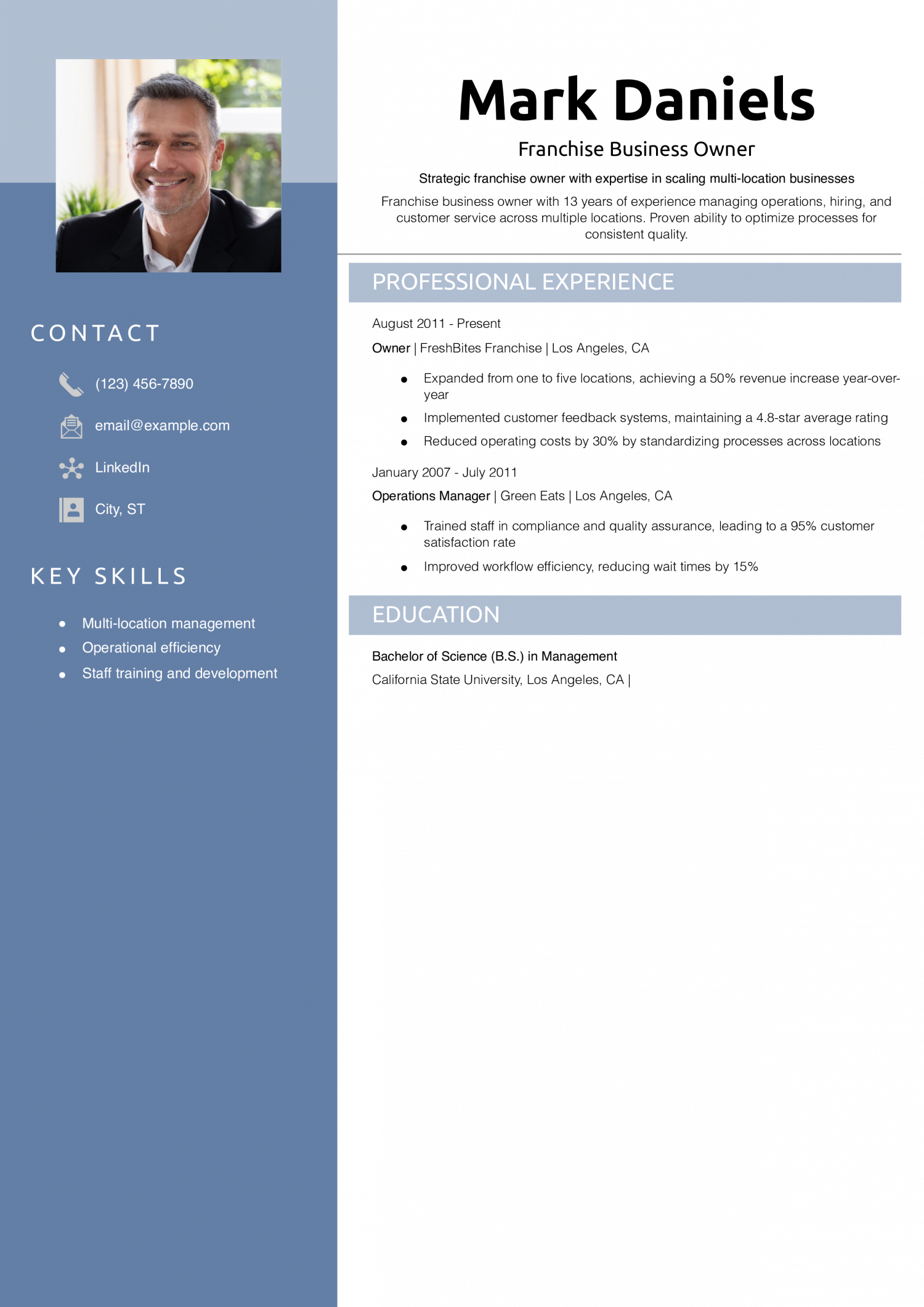 Franchise Business Owner Resume