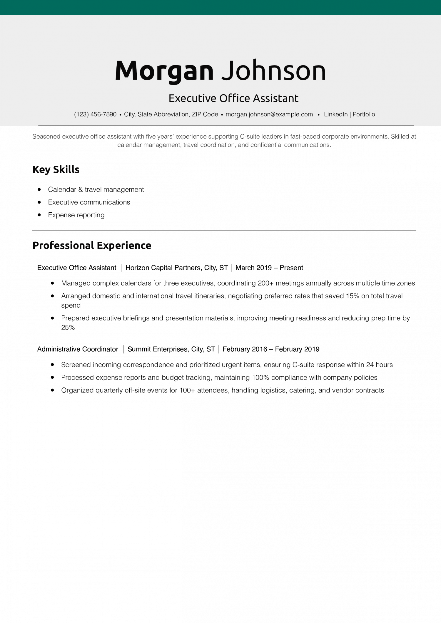 Executive Office Assistant Resume Example 
