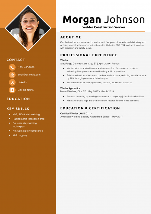 Welder Construction Worker Resume Example
