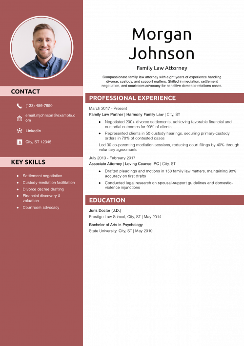 Family Law Attorney Resume Example