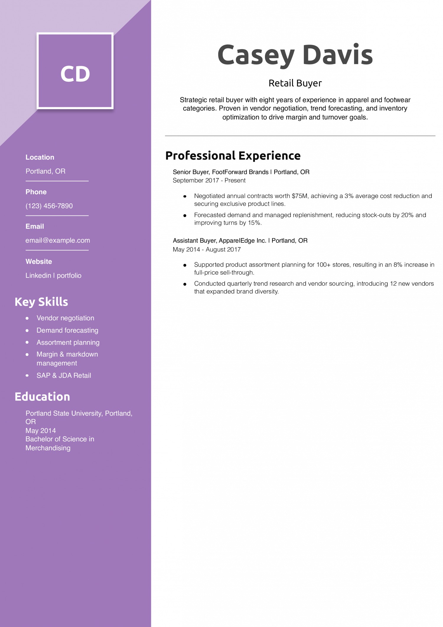 Retail Buyer Resume Example