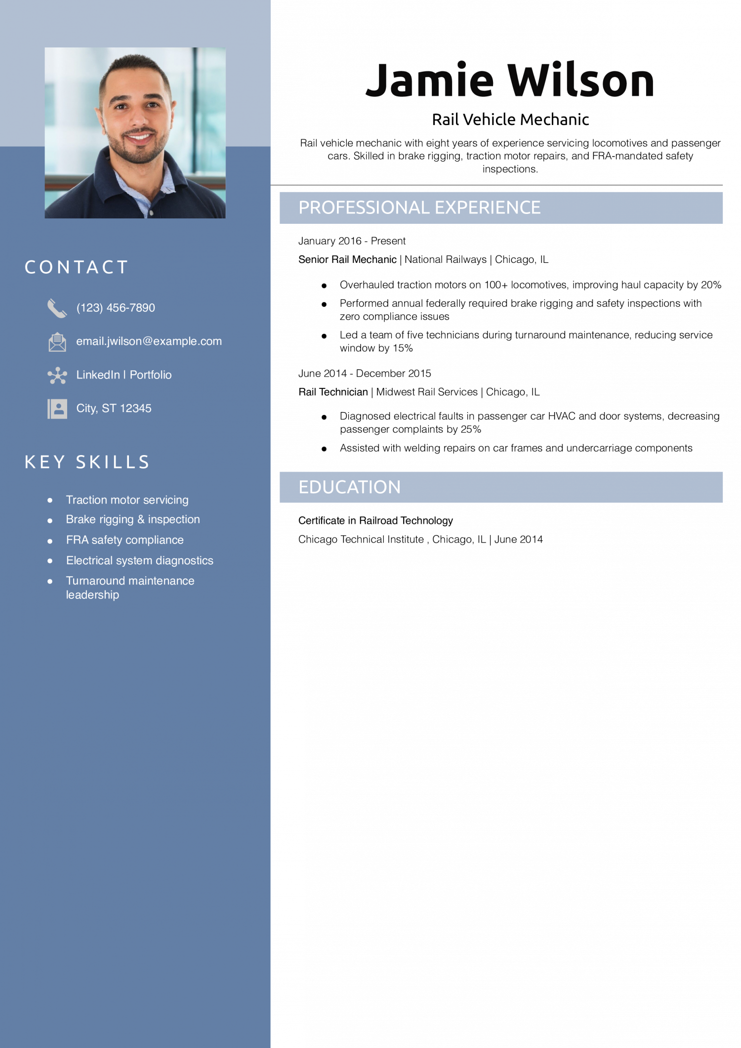 Rail Vehicle Mechanic Resume Example