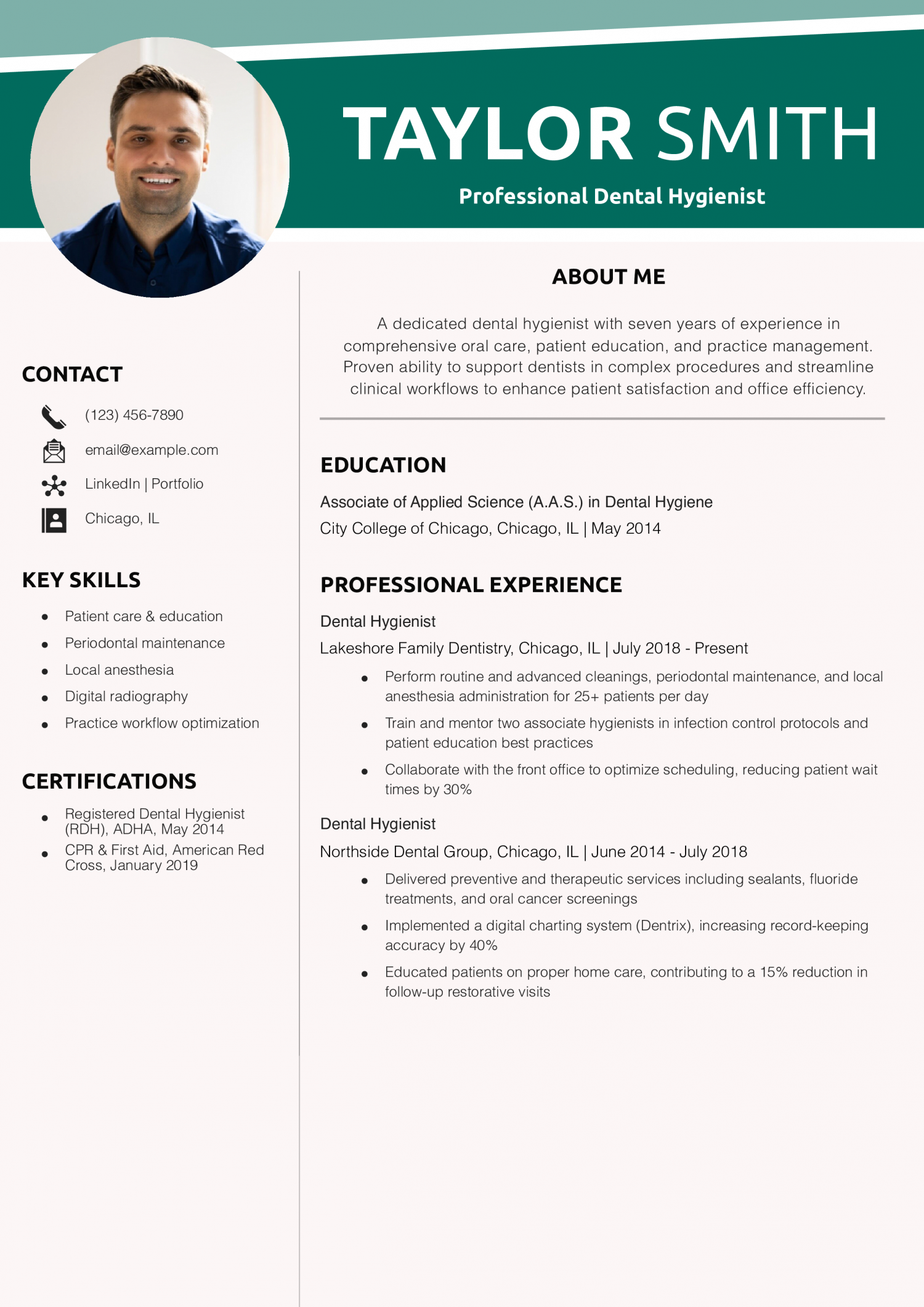 Professional Dental Hygienist Resume Example