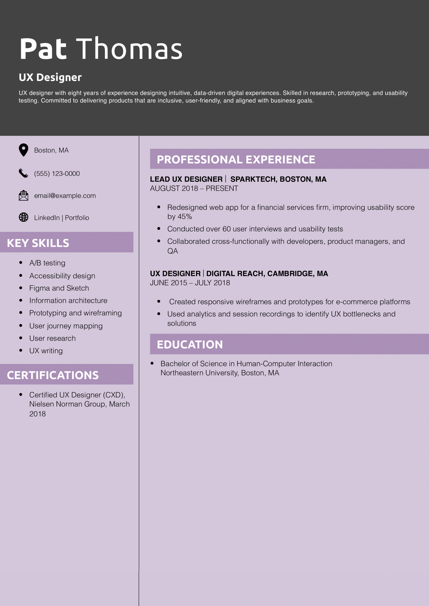 UX Designer Resume