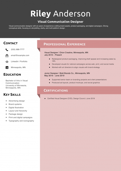 Visual Communication Designer Resume