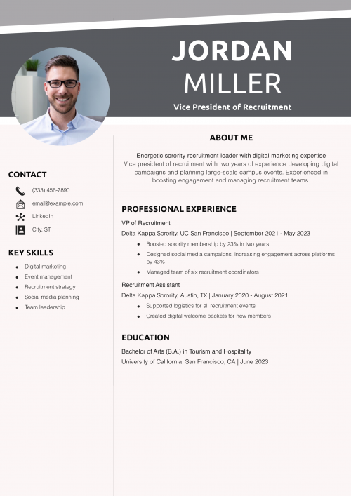 Vice President of Recruitment Resume Example