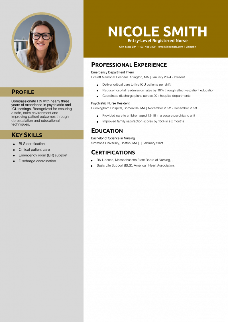 Entry-Level Registered Nurse Resume Example