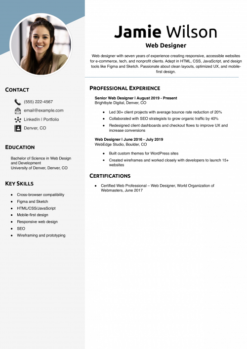 Web Designer Resume