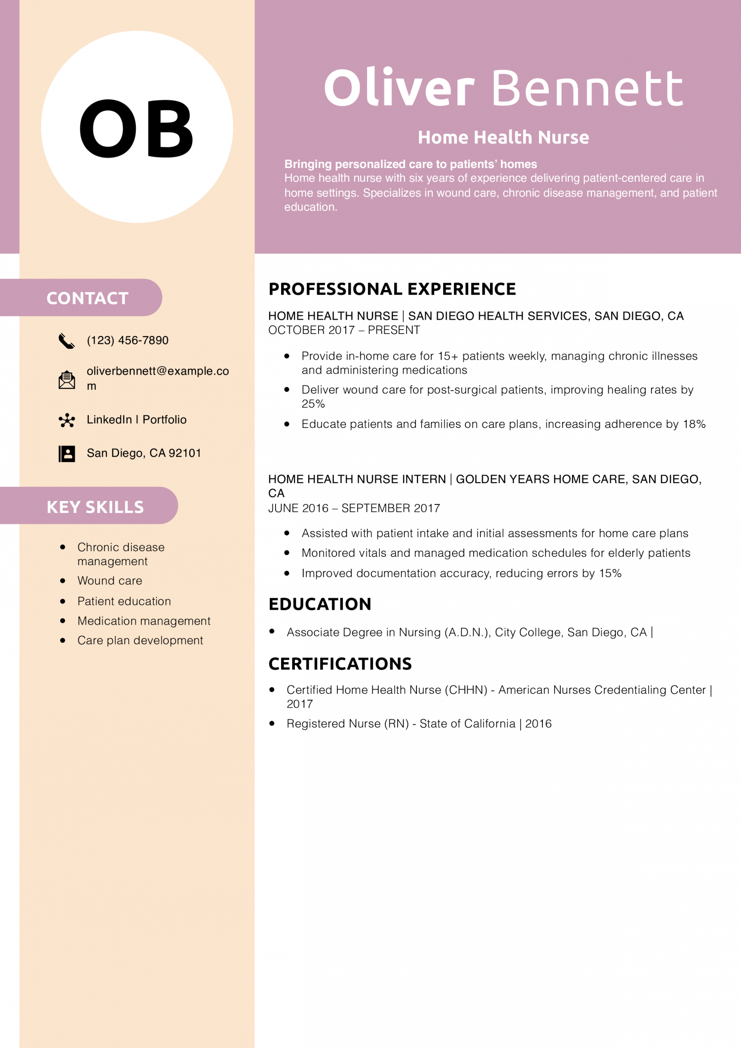 Home Health Nurse Resume Example