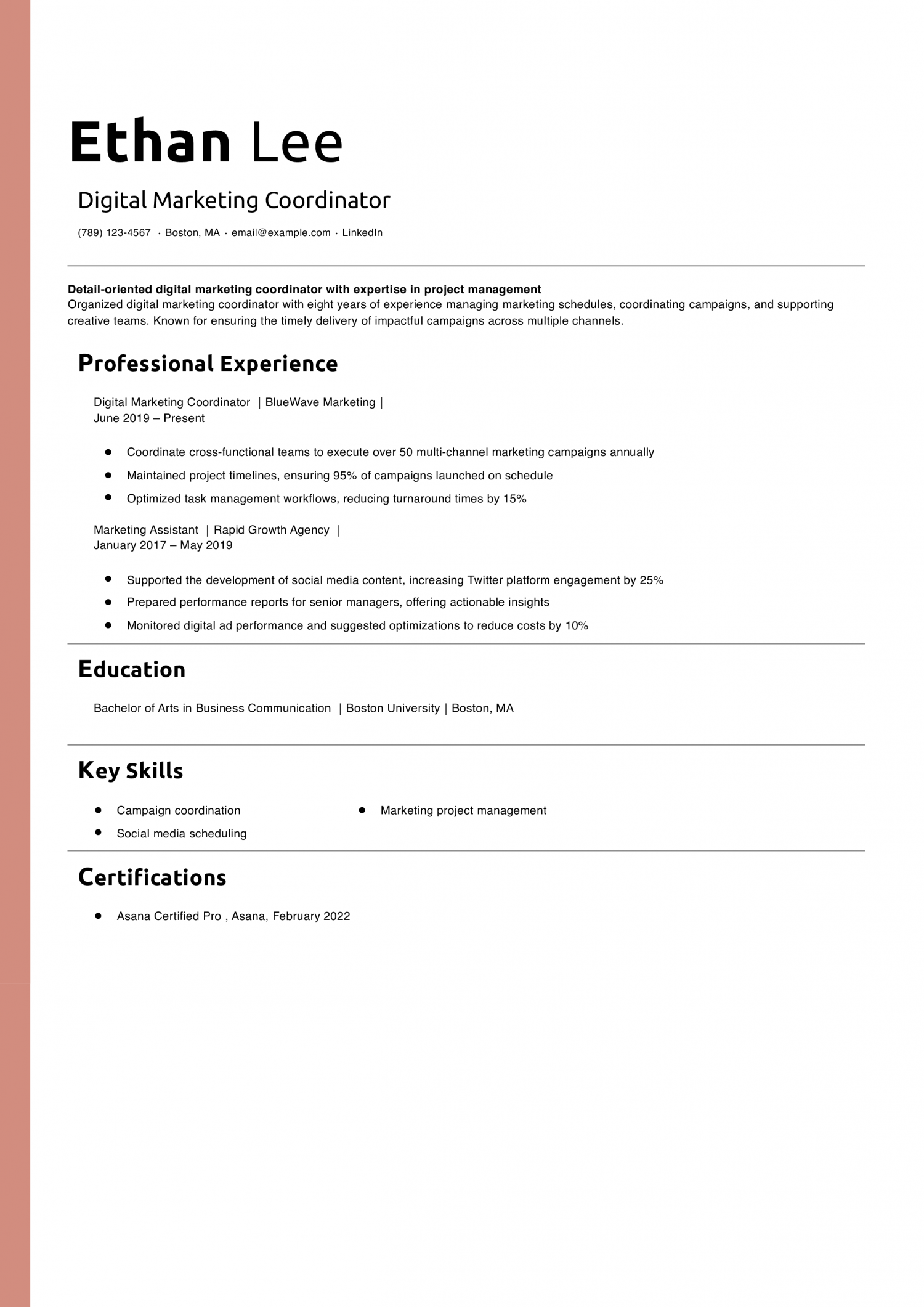 Digital Marketing Coordinator Resume
