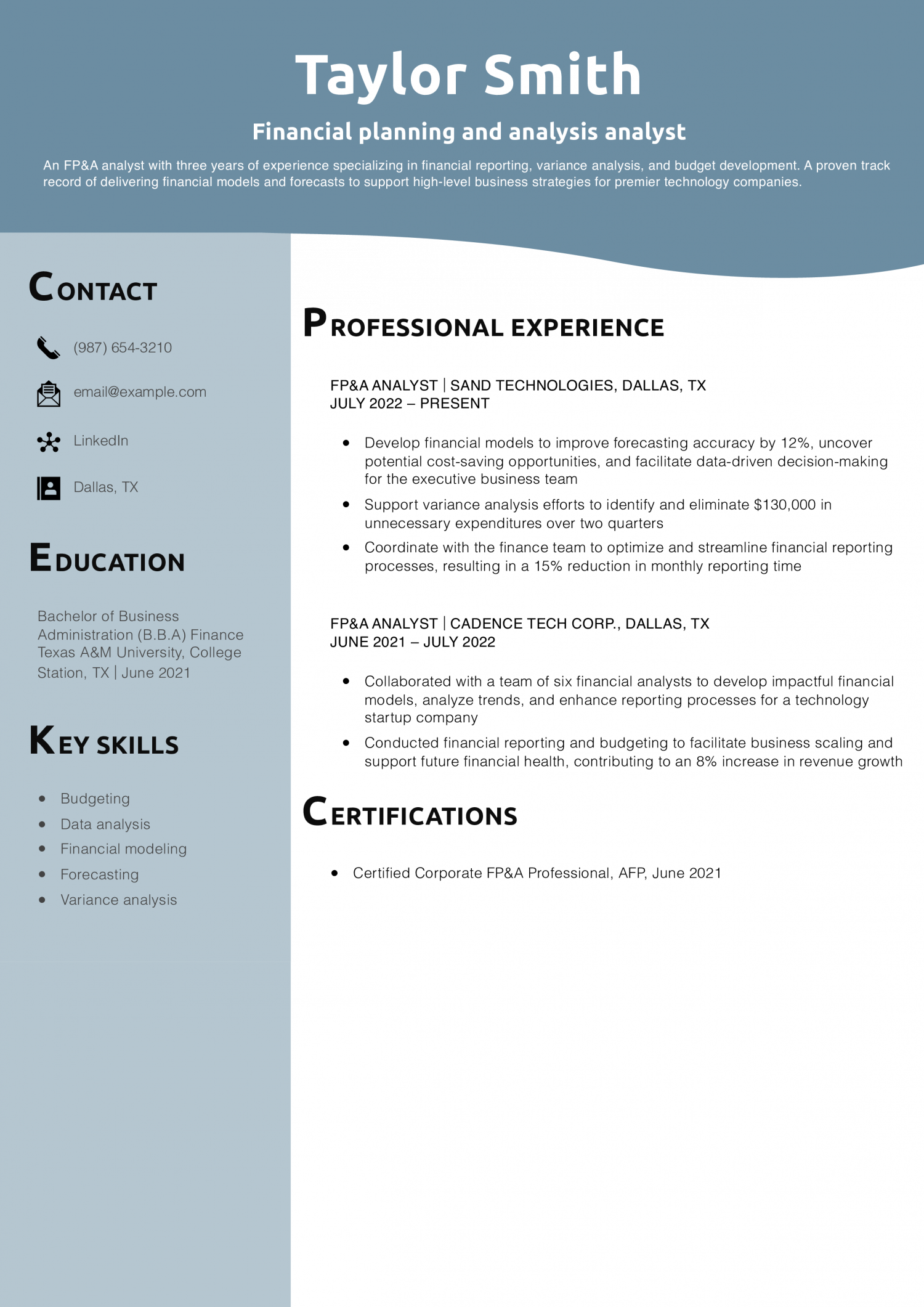 Financial planning and analysis analyst