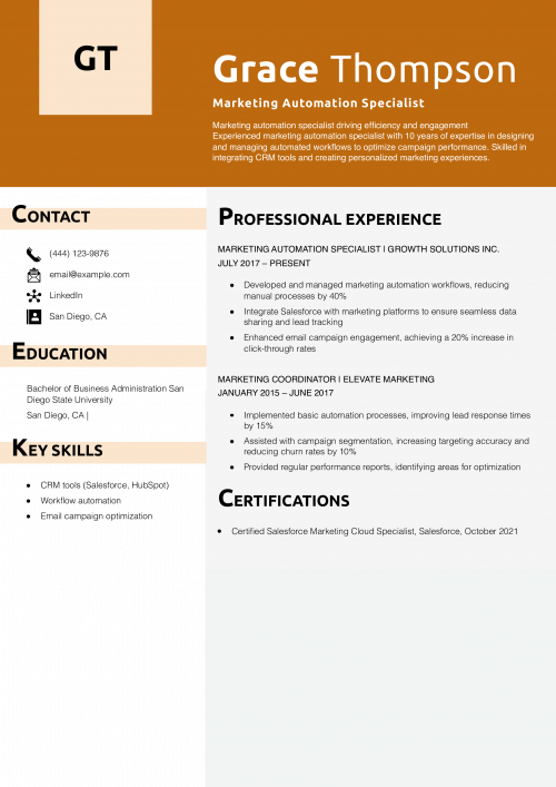 Marketing Automation Specialist Resume