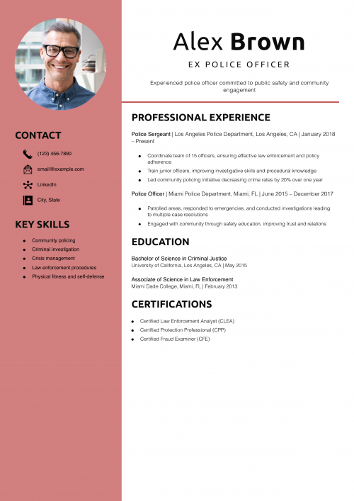 Ex police officer resume example
