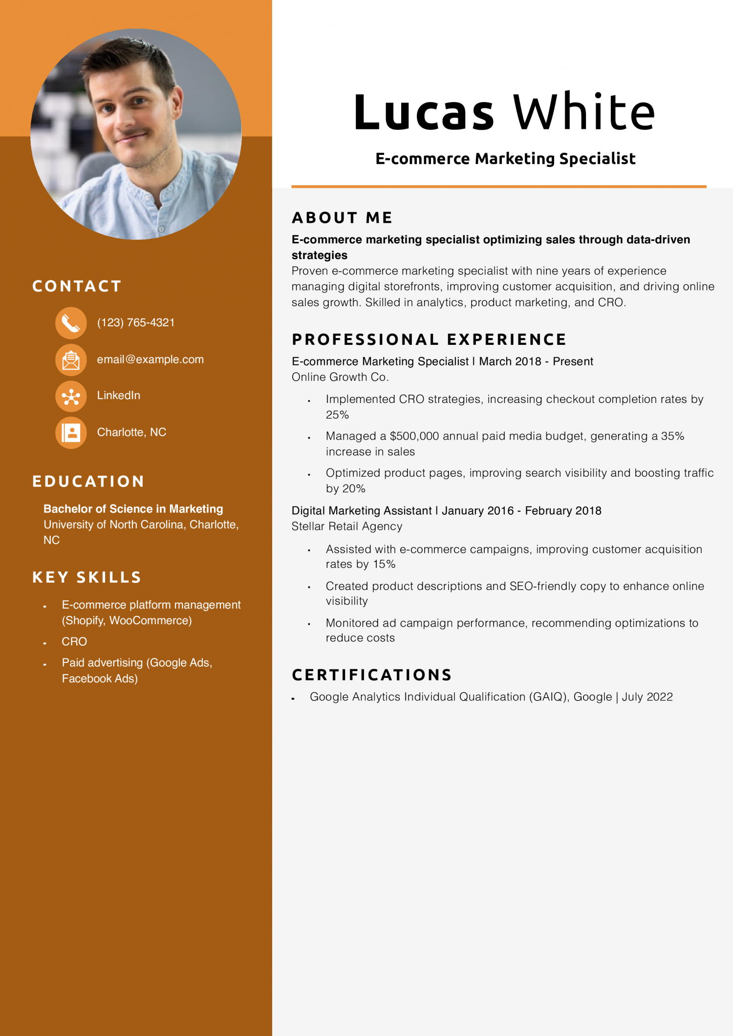 E-commerce Marketing Specialist Resume