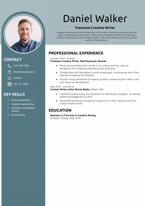 Freelance Creative Writer Resume Example