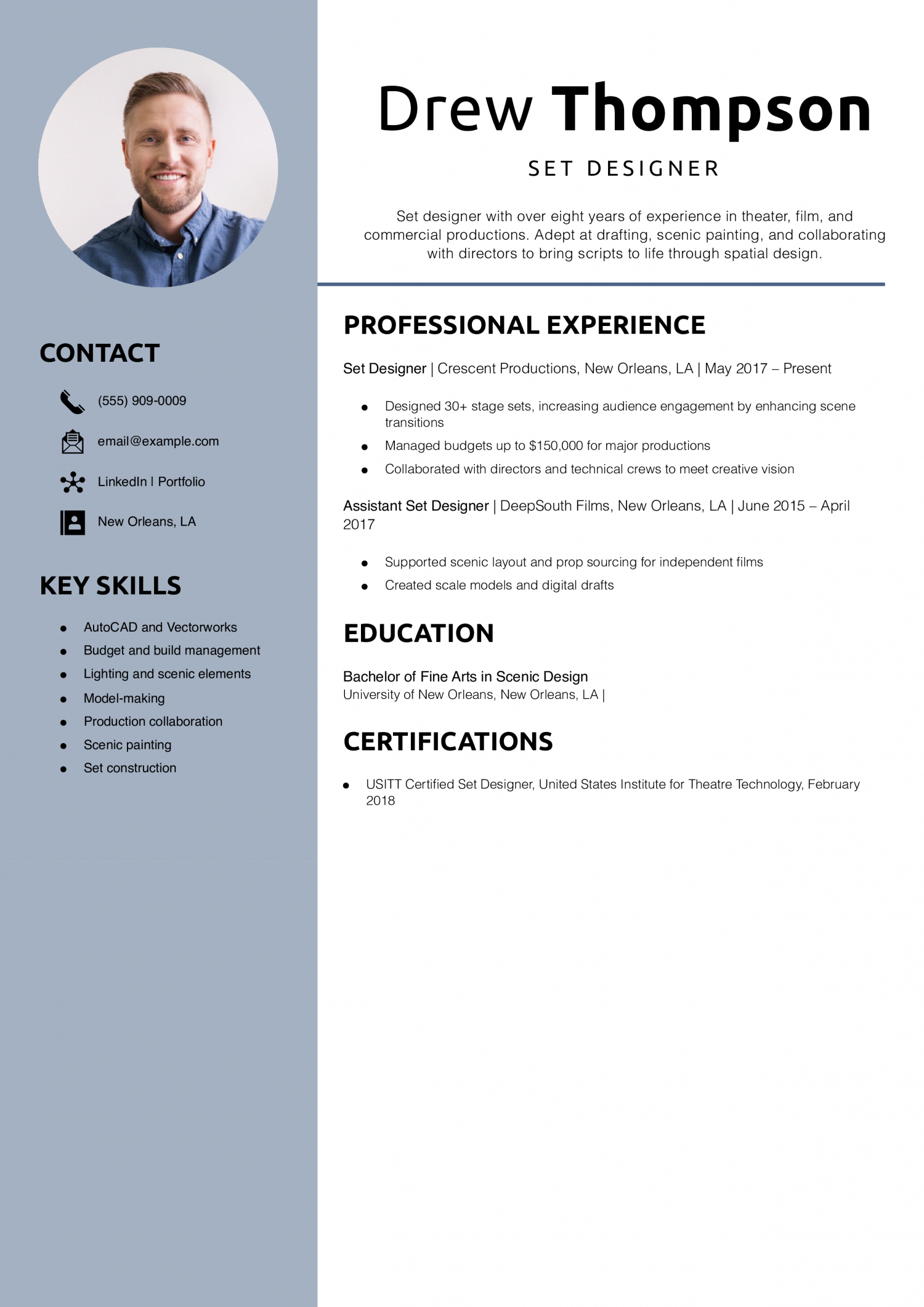 Set Designer Resume