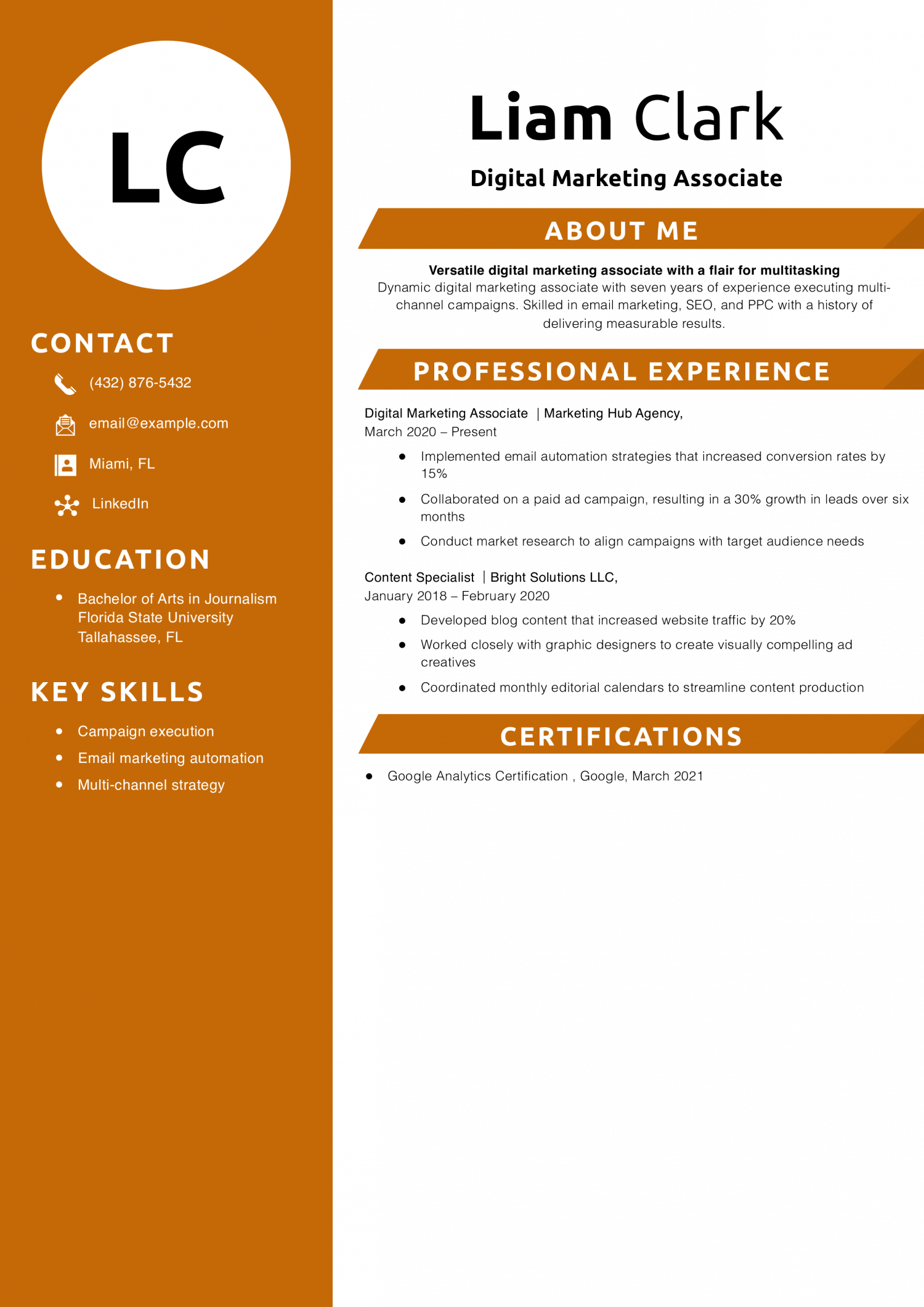 Digital Marketing Associate Resume